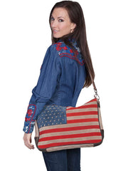 Scully Western Stars and Stripes Leather Shoulder Bag Style #7190124