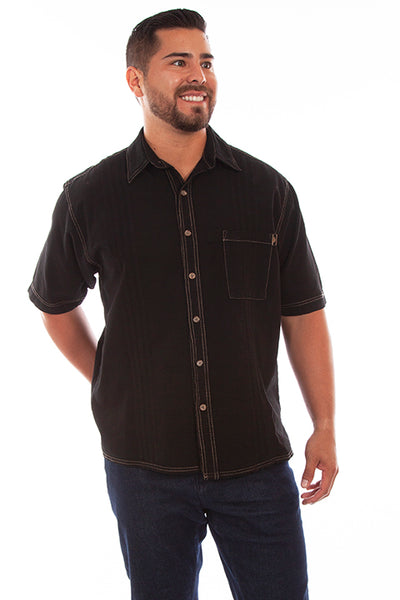 Men's Farthest Point Collection Shirt: Short Sleeve Traveler Black ...