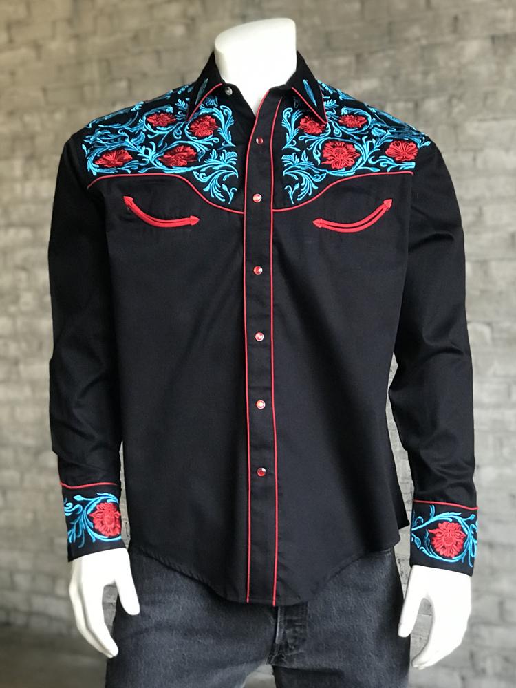Vintage Western Shirt Collection: Rockmount Men's Red Floral on Black ...