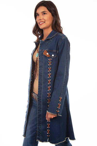 Scully Ladies' Honey Creek Denim Long Jacket Side HC640 