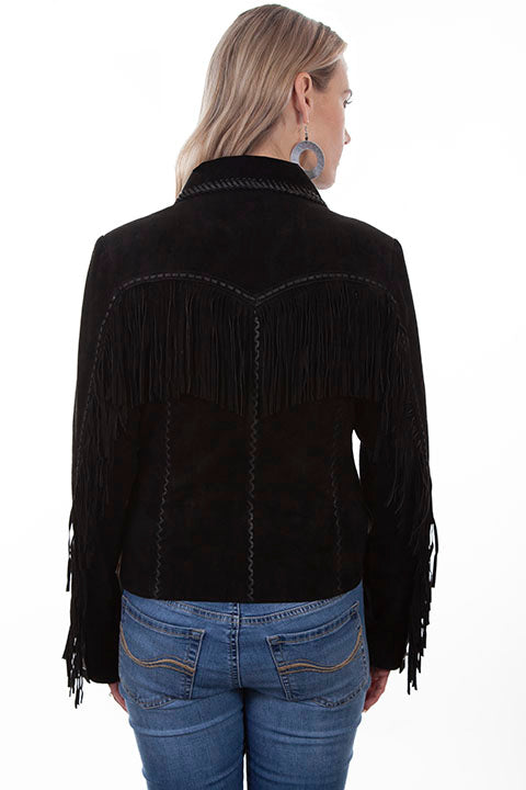 Leather Collection Jacket Suede: Scully Women's Western Fringe Whip Stitch  Black - OutWest Shop