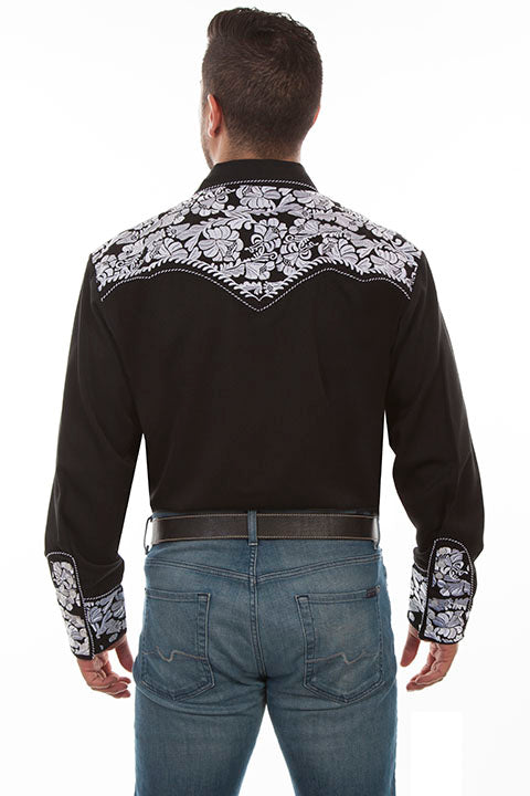 Vintage Inspired Western Shirt: Scully Men's Gunfighter Black & White ...