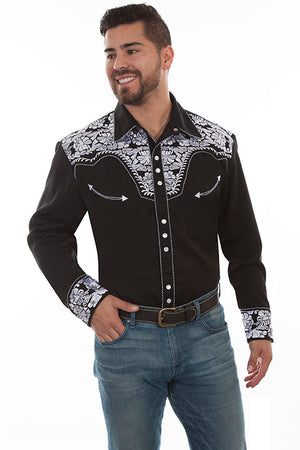 Vintage Inspired Western Shirt: Scully Men's Gunfighter Black & White ...