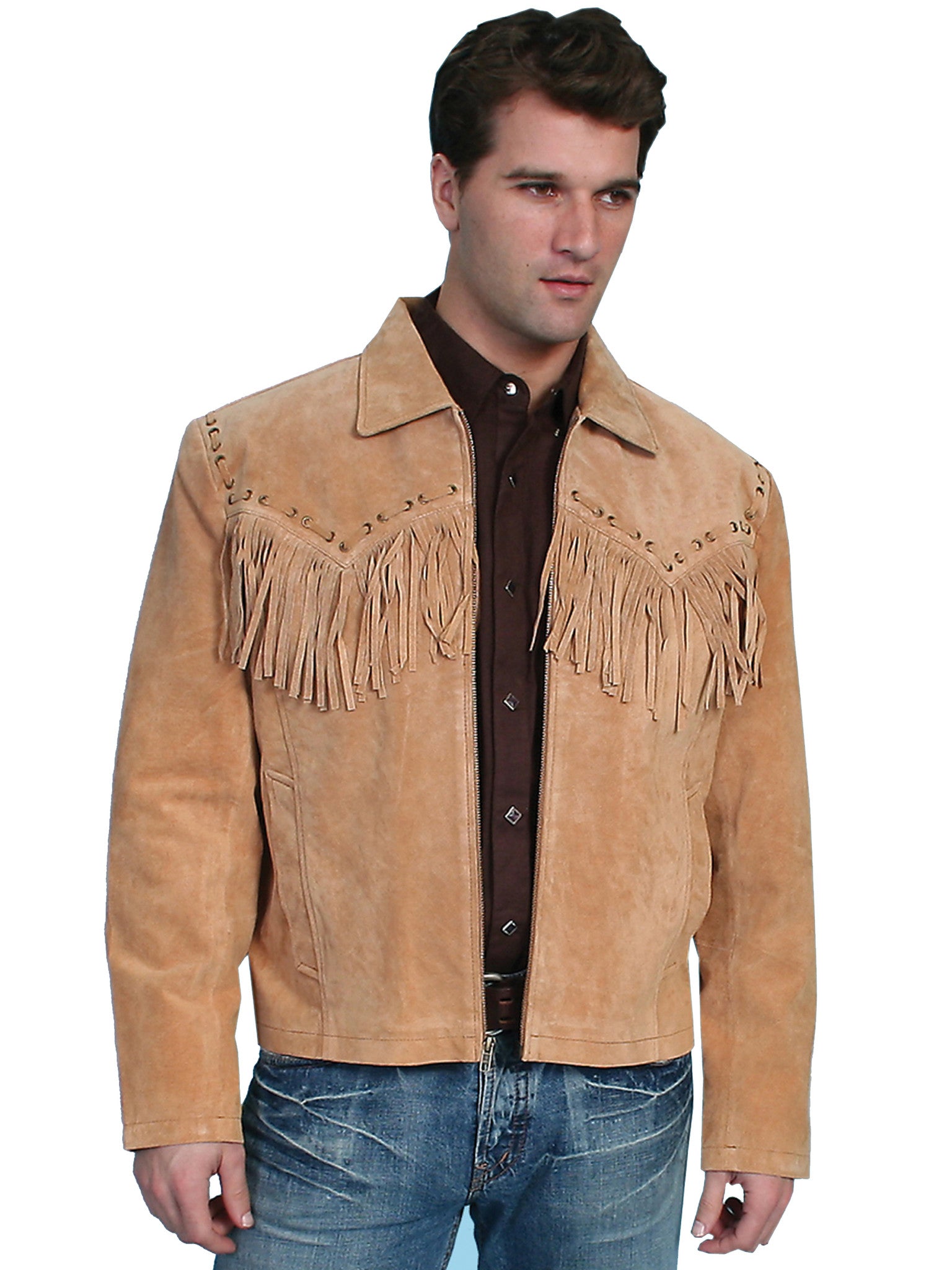 Leather Collection Jacket: Scully Men's Fringe Suede Zip Front ...