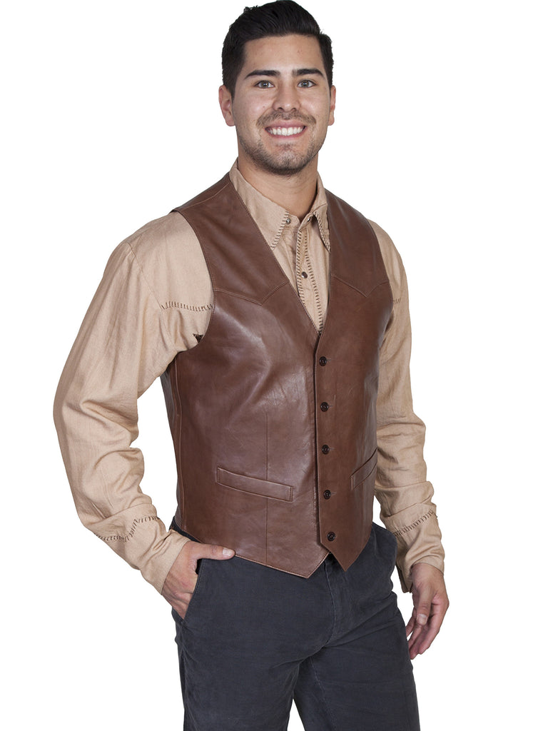 Leather Vest Collection: Scully Men's Western Lamb, Buttons, Chocolate ...