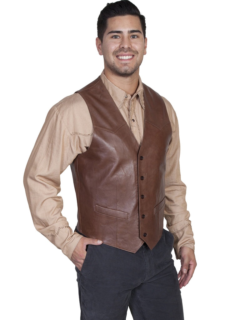 Leather Vest Collection Scully Mens Western Lamb Buttons Chocolate Outwest Shop 5864