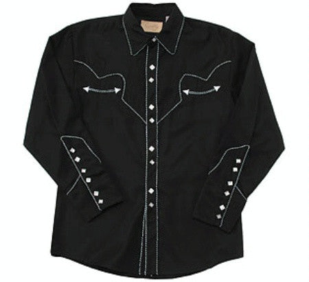 Men's Vintage Inspired Western Shirt: Scully Classic Black & White ...
