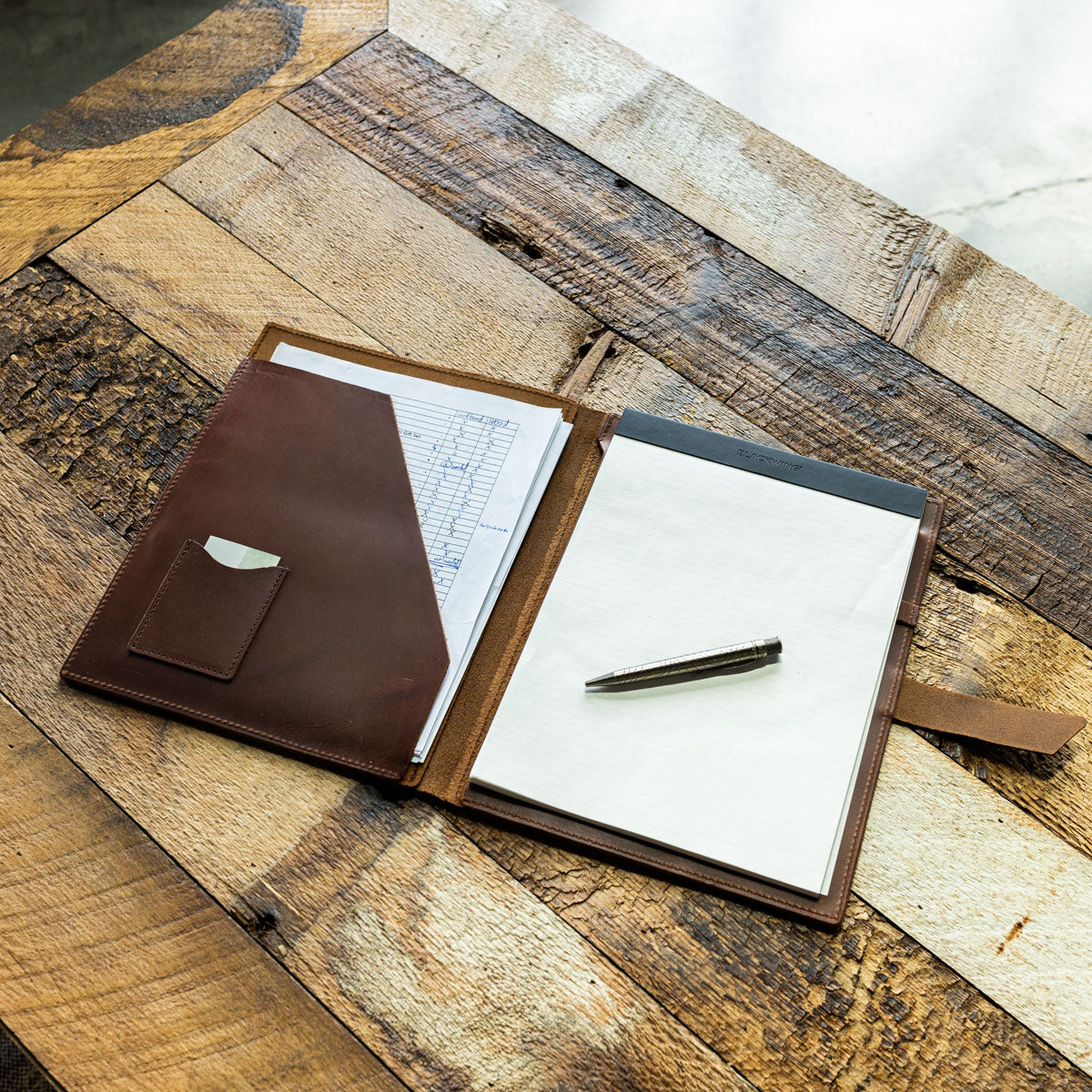 Leather 3 Ring Binder Business Portfolio Folders with Pockets