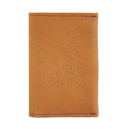 Vicenzo Leather Venice Distressed Leather Travel Passport Wallet Holder, Brown
