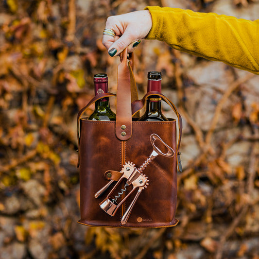 Full Grain Leather Duffle Bag | Vintage Leather Duffle Bag by Rustico - Cognac