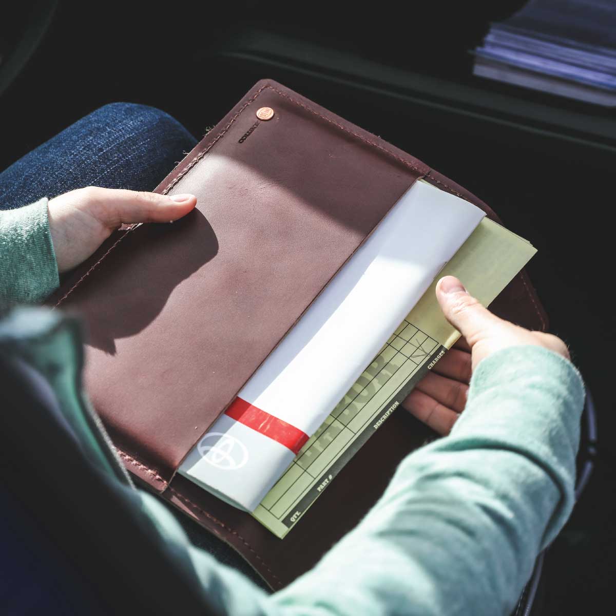 leather glove box organizer