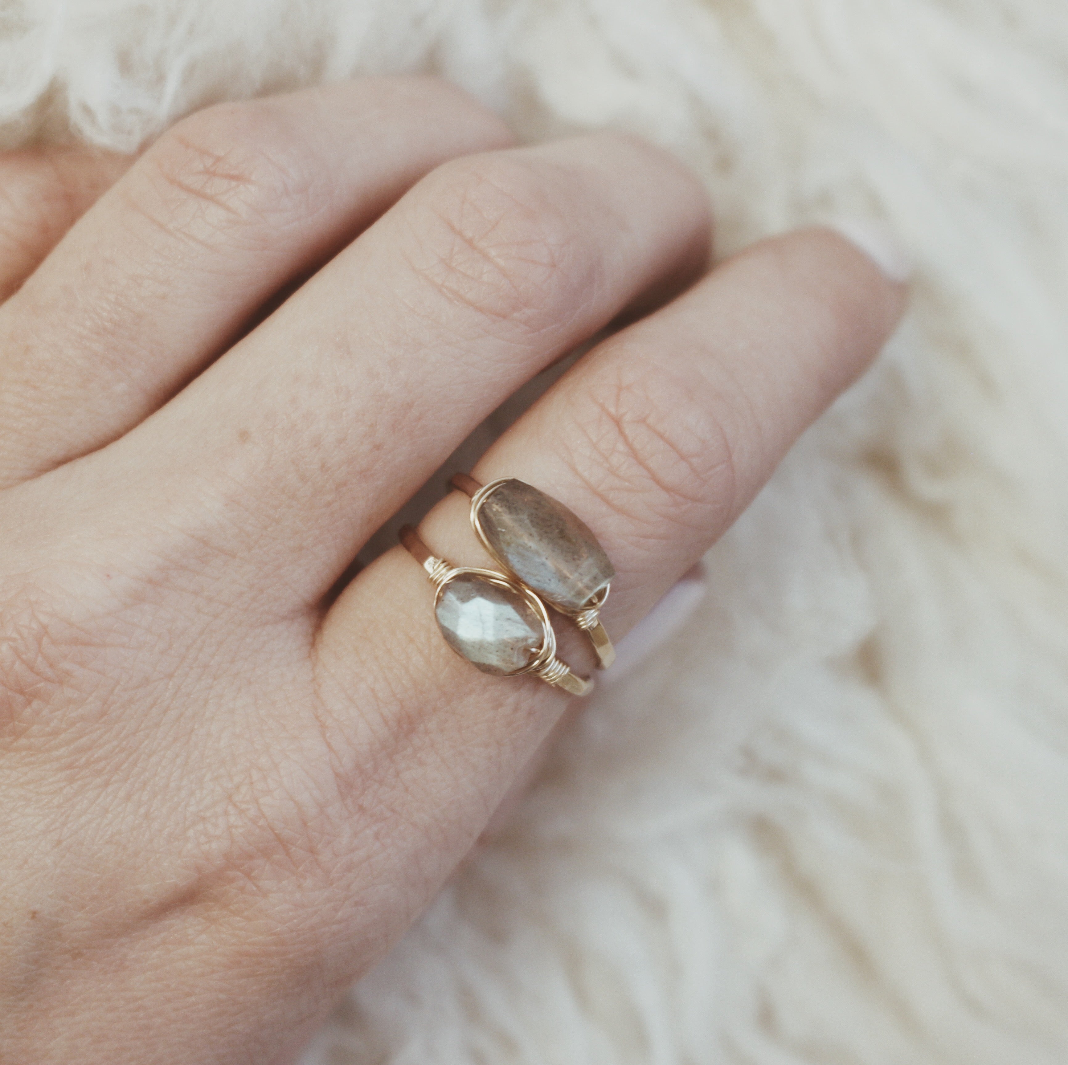 FACETED LABRADORITE RING