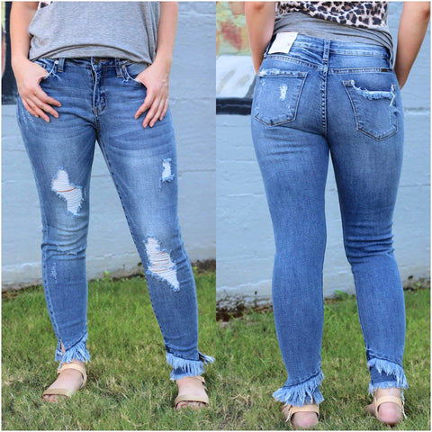 frayed hem jeans