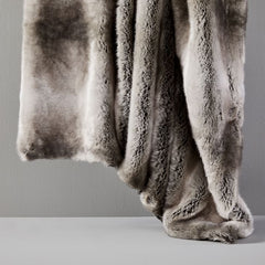Faux Fur Ombre Throw, Feather Gray