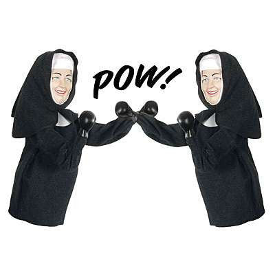 Two punching nuns boxing - POW!