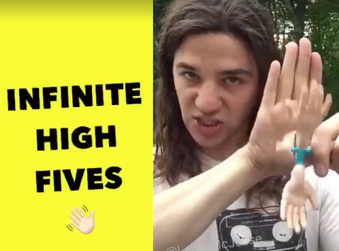 Jesse McLaren with Finger Hands Infinite high Five