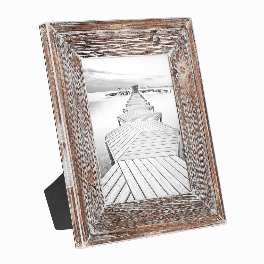 Frametastic 4x6 authentic white distressed wood ready made frame