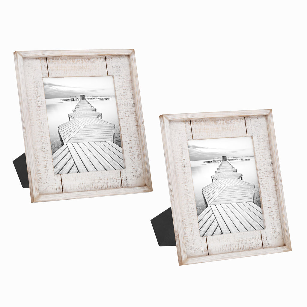 Frametastic 4x6 authentic white distressed wood ready made frame style  ECO1-W-46