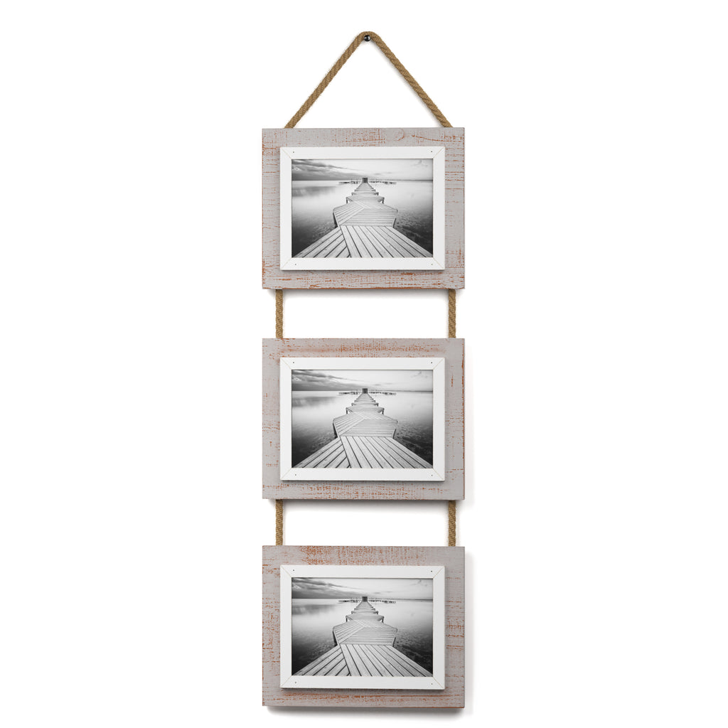 GLM Farmhouse Window Frame Holds Four 4x6 and 5x7 Photos, Farmhouse Picture  Frames With Mat and Glass, Photo Collage Frame and Rustic Farmhouse Decor  (White) 