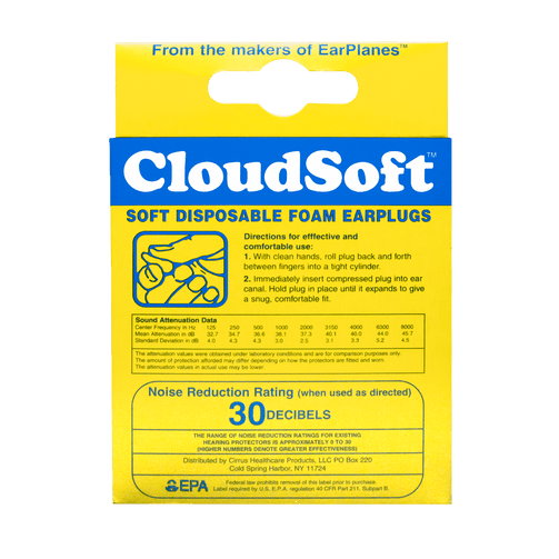 Cloudsoft Foam Earplugs Cirrus Healthcare Products