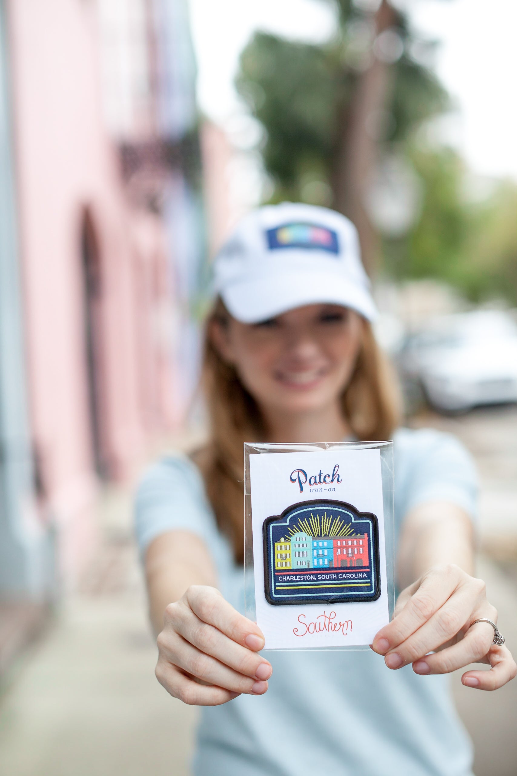 Rainbow row patch makes a great Charleston souvenir.