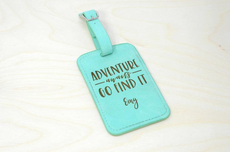 Custom luggage tags are a great travel gift idea.