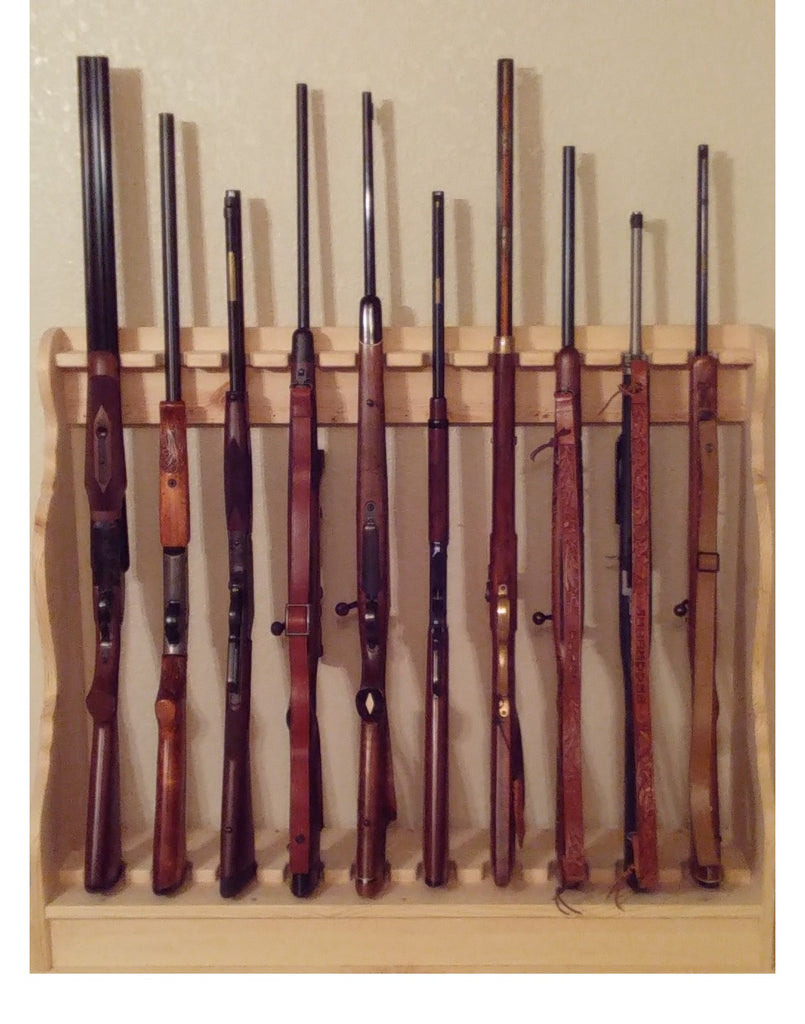 Pine Wooden Vertical Gun Rack 10 Place Long Gun Display ...