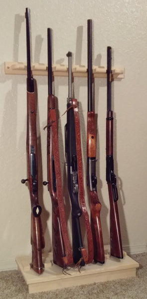 pine wooden 5 place vertical closet gun rack rifles