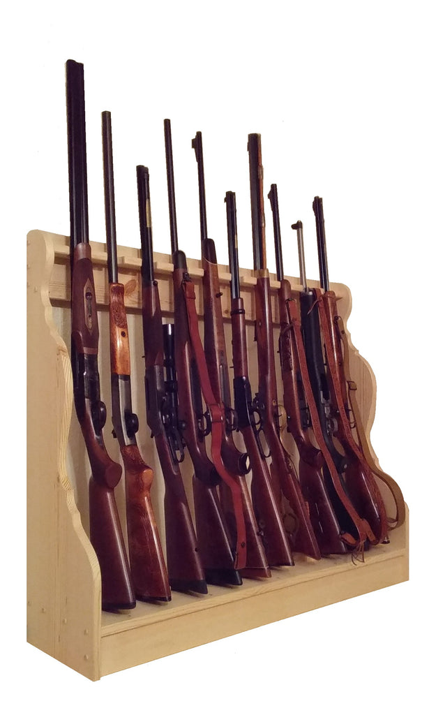 Pine Wooden Vertical Gun Rack 12 Place Long Gun Display ...