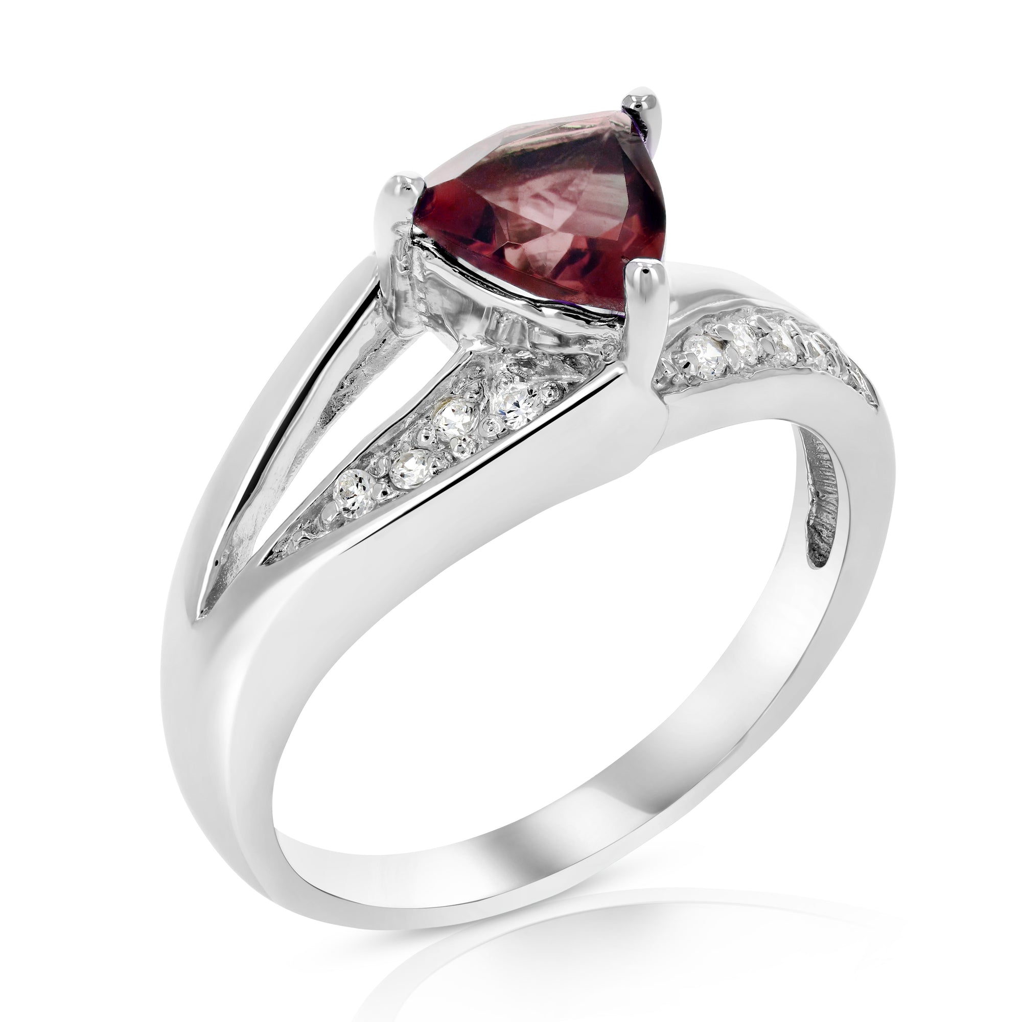 1.50 cttw Garnet Ring .925 Sterling Silver with Rhodium Plating