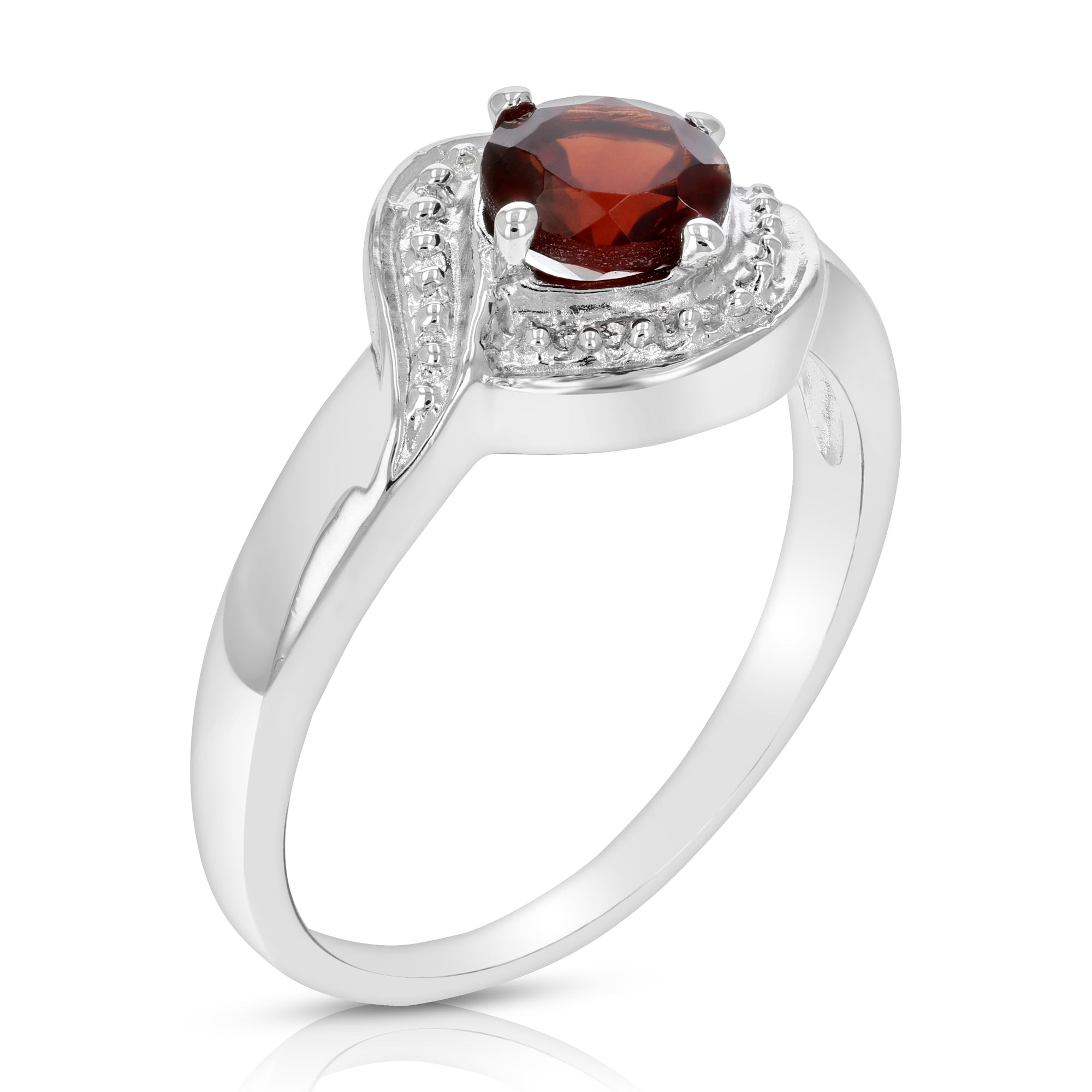 1.50 cttw Garnet Ring .925 Sterling Silver with Rhodium Plating