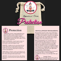 Spiritual Diva Jewelry Protection healing crystal gemstone description cards gift bag