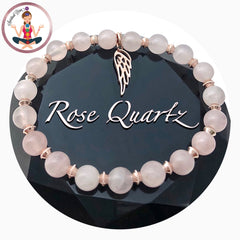 Rose Quartz Healing Crystal Rose Gold Angel Reiki Gemstone Bracelet - Spiritual Diva 