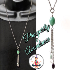 Prosperity Abundance energy healing crystal Reiki tassel gemstone necklace - SpiritualDiva 