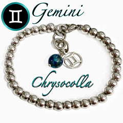 Gemini Healing Crystal Astrology Zodiac Reiki Chrysocolla Bracelet - Spiritual Diva Jewelry