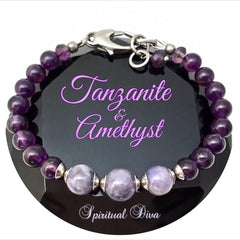 Amethyst Tanzanite Healing Crystal Gemstone Adjustable Reiki Bracelet spiritual diva jewelry