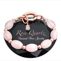 Rose Quartz Love Healing Crystal Reiki Copper Rose Gold Gemstone Bracelet - Spiritual Diva Jewelry