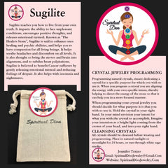 Genuine Sugilite Energy Healing Crystal Reiki Gemstone Description Cards Gift Bag - Spiritual Diva Jewelry