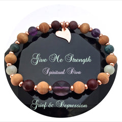 Spiritual Diva Jewelry STRENGTH Grief Depression Healing Crystal Reiki Olive Wood Bracelet