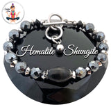 Spiritual Diva Shungite Hematite Energy Healing Crystal Reiki Gemstone adjustable bracelet