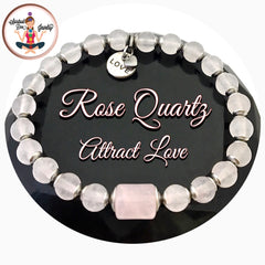 Rose Quartz Attract Love energy healing crystal Reiki gemstone bracelet - Spiritual Diva Jewel ry