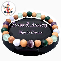 Stress and Anxiety Healing crystal Olive Wood Unisex Gemstone bracelet - Spiritual Diva Jewelry
