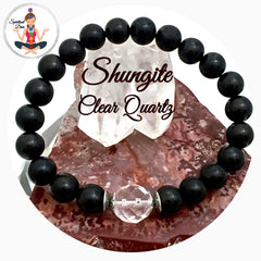 Shungite Clear Quartz Energy Healing Crystal Reiki Gemstone Bracelet - Spiritual Diva Jewelry