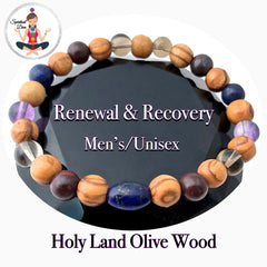 Cancer Immune System Recovery Healing Crystal Mens unisex Olive Wood  Bracelet - Spiritual Diva Jewelry