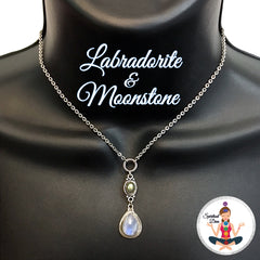 Spiritual Diva Moonstone Labradorite Healing Crystal Reiki Choker Gemstone Necklace