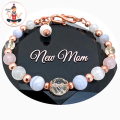 New Mother baby healing crystal reiki copper rose gold  adjustable gemstone bracelet - Spiritual Diva Jewelry