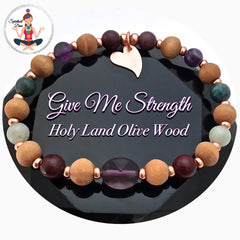 Strength Grief Depression Healing Crystal Reiki Gemstone copper olive wood Bracelet - Spiritual Diva jewelry