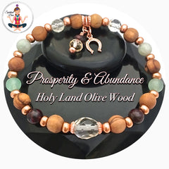 prosperity abundance healing crystal copper olive wood reiki gemstone bracelet - Spiritual Diva 