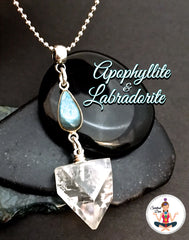 Apophyllite Labradorite Moonstone Healing Crystal Reiki Pendant Sterling Silver Gemstone  Necklace - Spiritual Diva Jewelry