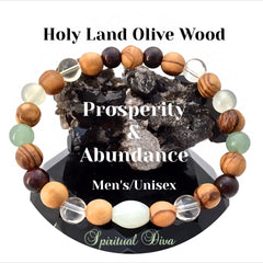 Spiritual Diva Jewelry PROSPERITY ABUNDANCE Healing Gemstone Reiki Mens Olive Wood Bracelet
